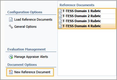 Highlighting the option to create a new reference document or edit the reference documents that are already available.